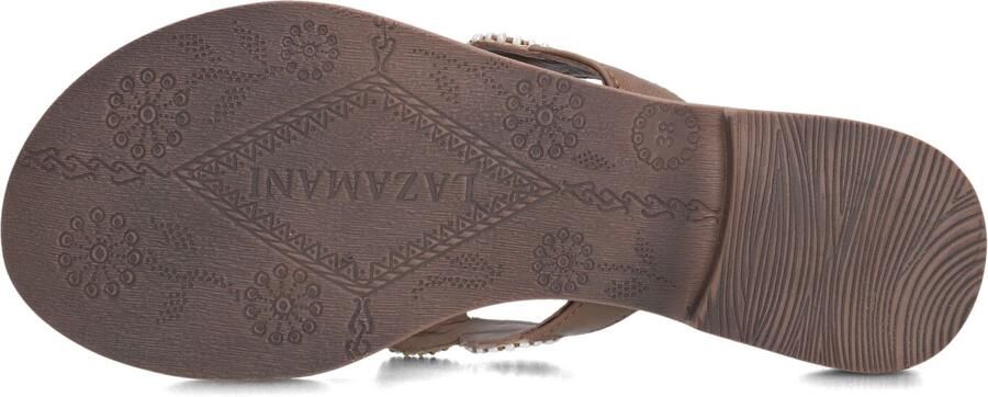 Lazamani Leren versierde teenslipper Beige Leer Teenslippers Dames - Foto 3