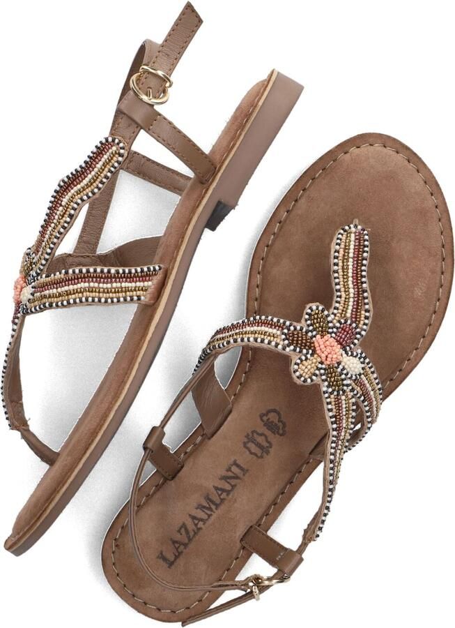 Lazamani Taupe Kralen Sandalen Multicolor Dames