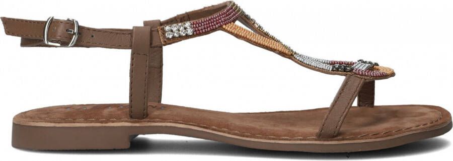 Lazamani Taupe Beaded Sandaal met Enkelband