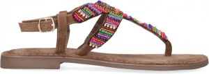 Lazamani 75.765 suède sandalen taupe multi