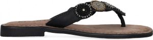 Lazamani 75.451 leren teenslippers zwart