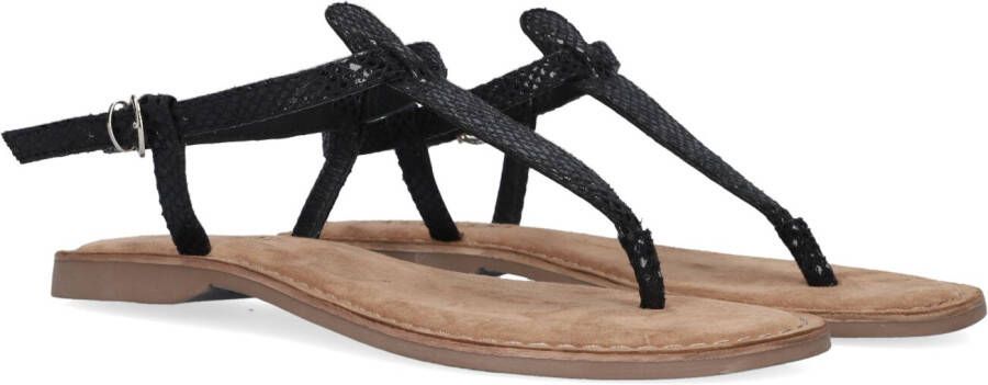 Lazamani Zwarte sandalen met reptielstructuur Black Dames