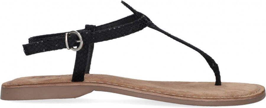 Lazamani 75.611 leren sandalen met slangenprint zwart