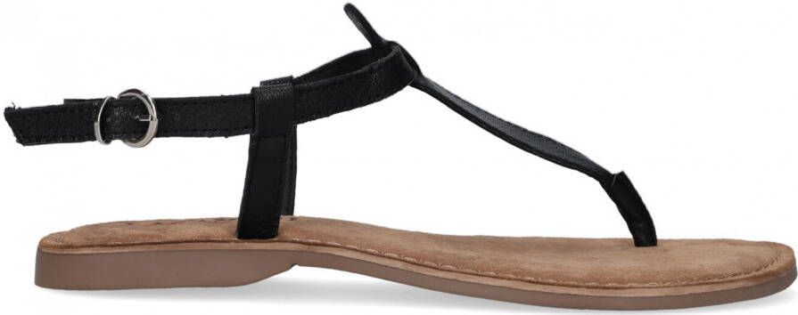 Lazamani T-strap leren teensandalen Zwart Leer Platte sandalen Dames - Foto 2