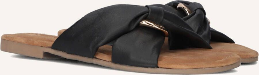 Lazamani Zwarte Leren Slippers Stijlvol Comfort
