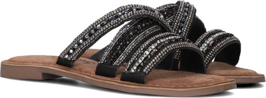 Lazamani Handgemaakte Zomerse Slipper met Kralenbanden Black Dames