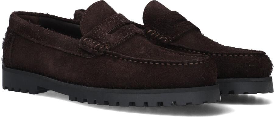 LES DEUX Bruine Instappers Hairy Suede Loafer