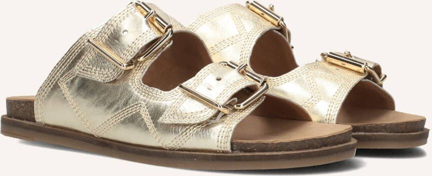 LINA LOCCHI Slippers Dames Led 2 Band Slipper Met Stiksels Maat: 41 Materiaal: Leer Kleur: Goud