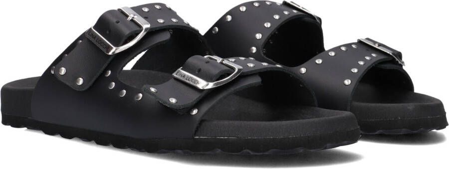 LINA LOCCHI Slippers Dames 2 Gesp Slipper Met Studs Maat: 40 Materiaal: Leer Kleur: Zwart