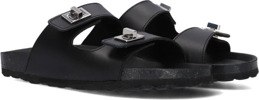 LINA LOCCHI Slippers Dames Led 2 Band Slipper Maat: 41 Materiaal: Leer Kleur: Zwart