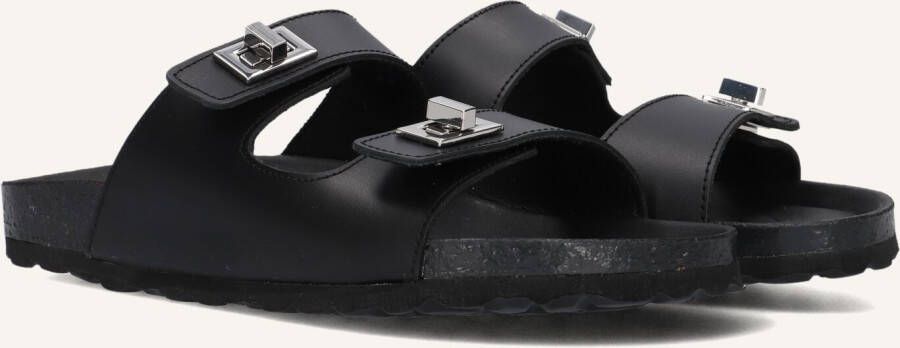 LINA LOCCHI Slippers Dames Led 2 Band Slipper Maat: 41 Materiaal: Leer Kleur: Zwart
