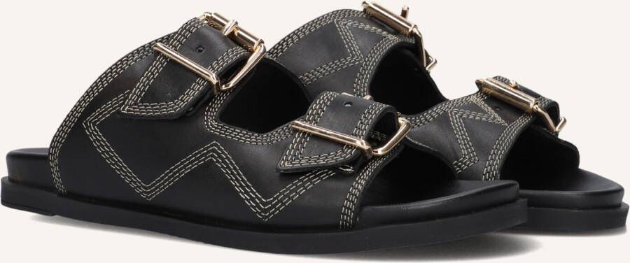 LINA LOCCHI Slippers Dames Led 2 Band Slipper Met Stiksels Maat: 37 Materiaal: Leer Kleur: Zwart