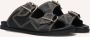 LINA LOCCHI Slippers Dames Led 2 Band Slipper Met Stiksels Maat: 37 Materiaal: Leer Kleur: Zwart - Thumbnail 1