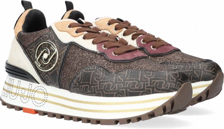 Liu Jo Maxi Wonder 24 Lage sneakers Leren Sneaker Dames Bruin - Schoenen.nl