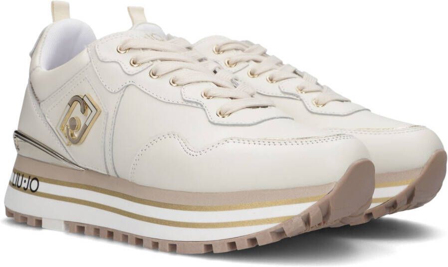 Liu Jo Witte leren sneakers met tonale logo en metallic detail Wit Dames