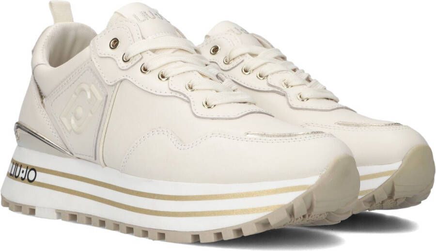 Liu Jo Witte leren sneakers met tonale logo en metallic detail Wit Dames