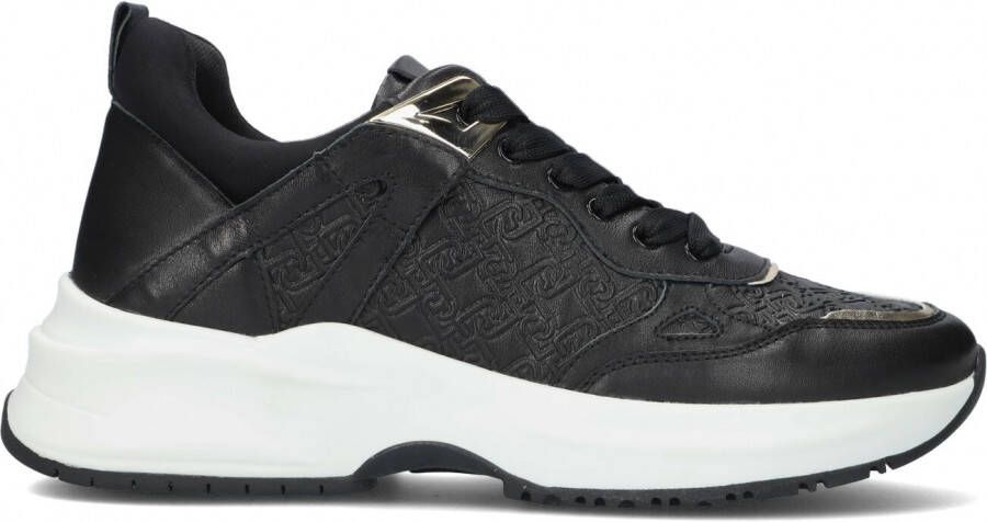 Runner Sneaker materialenmix Lily 10 Lage sneakers Leren Sneaker Dames Zwart