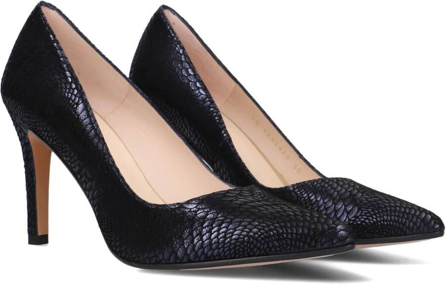 Lodi Pumps Stiletto Dames Damesschoenen Leer Slangenprint Naaldhak hoogte 8 cm Rami-39 Zwart