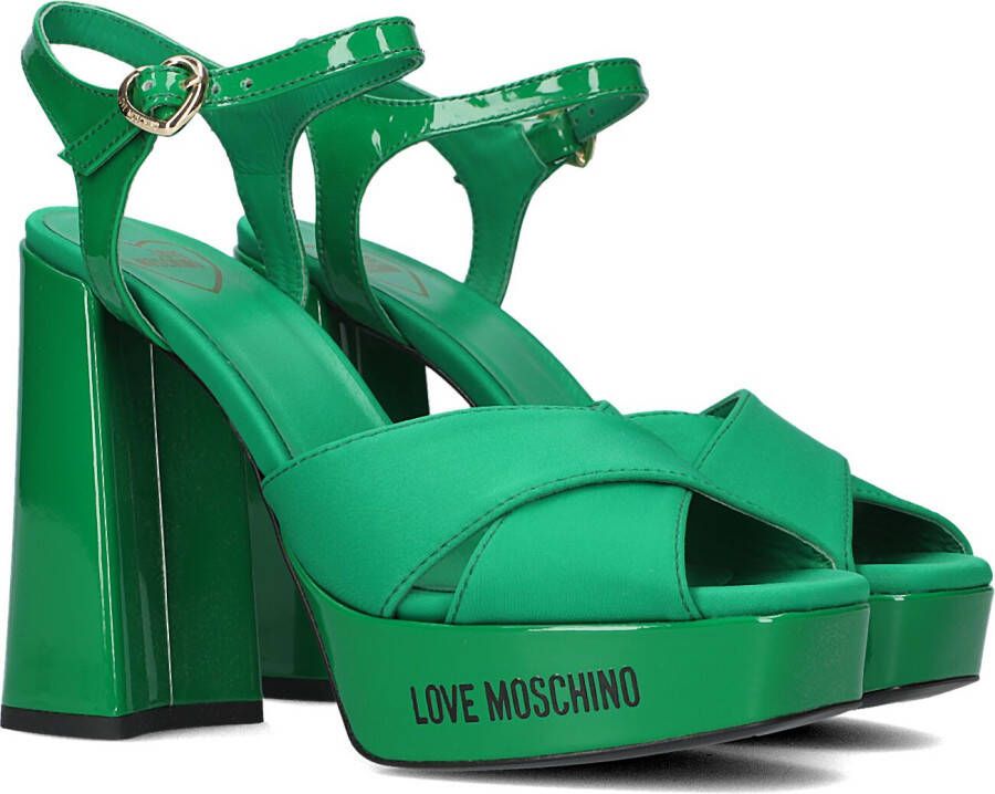 Love Moschino Groene Kruisband Blokhak Sandalen Green Dames