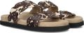 Maruti Evie Hairon Cow D04 Slippers Donker Bruin Koeienprint Leer Dames Bruin - Bruin