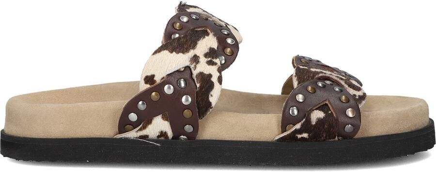 Maruti Evie Hairon Cow D04 Slippers Donker Bruin Koeienprint Leer Dames Bruin - Foto 4
