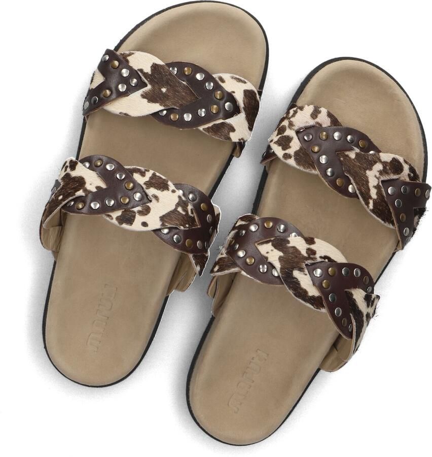 Maruti Evie Hairon Cow D04 Slippers Donker Bruin Koeienprint Leer Dames Bruin - Foto 2