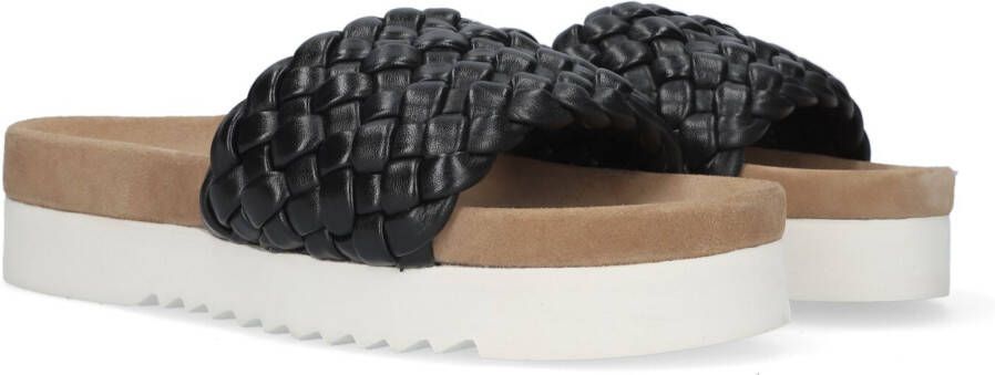 Maruti Zwarte Leren Gevlochten Slipper Billy Black Dames