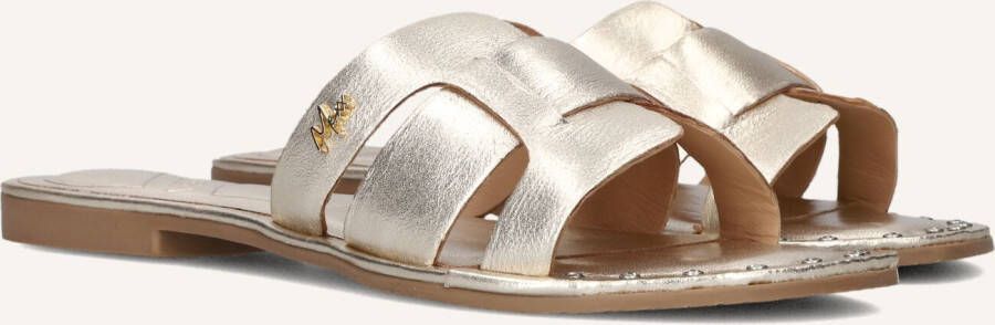 Mexx Gouden Lisa Leren Slippers met Diamanten