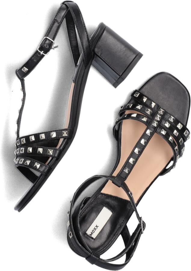 Mexx Zwarte Leren Sandalen met Pyramide Studs