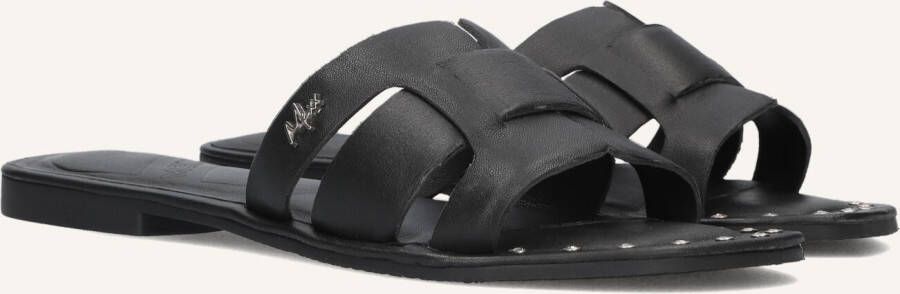 Mexx Zwarte Leren Slipper Lisa met Diamantjes