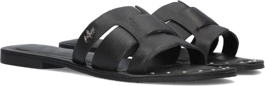 Mexx Zwarte Leren Slipper Lisa met Diamantjes Black Dames
