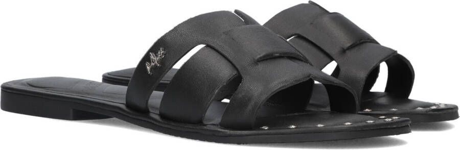 Mexx Zwarte Leren Slipper Lisa met Diamantjes Black Dames