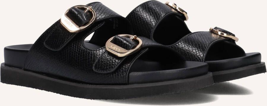 Mexx Zwarte Leatherlook Reptielenprint Slippers