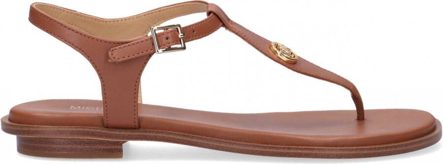 Michael Kors Gouden Metalen Detail Leren Sandaal Brown Dames
