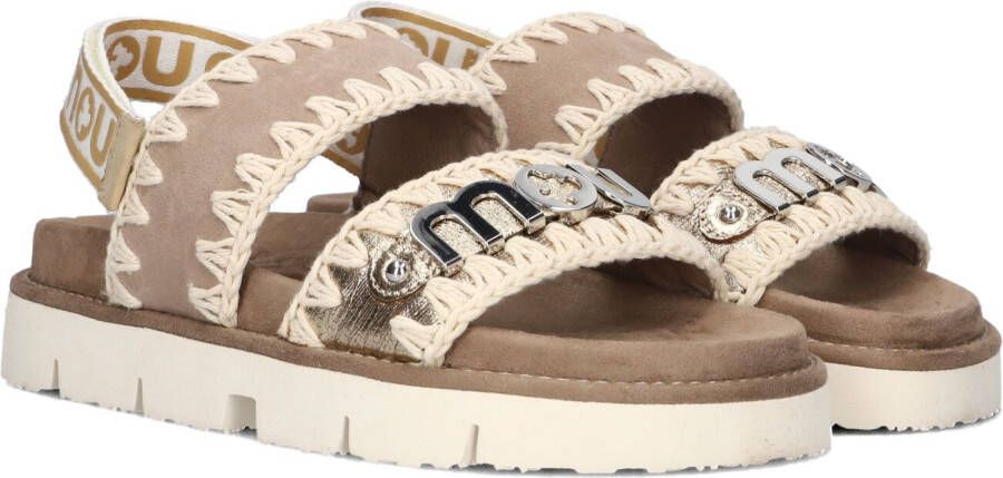 Mou Beige en Gouden Leren Sandalen Yellow Dames