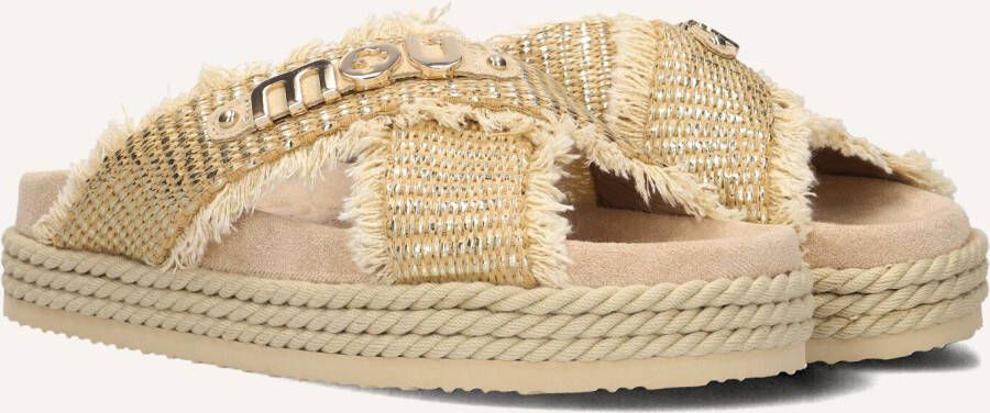 MOU Slippers Dames Criss-cross Maat: 37 Materiaal: Raffia Kleur: Beige