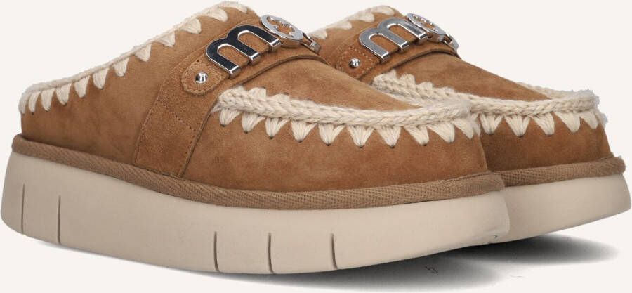 MOU Instappers Dames Bounce Clog Maat: 37 Materiaal: Suède Kleur: Cognac