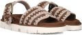 MOU Slippers Dames Bio Sandal Buckle Strap Suède Bruin - Bruin