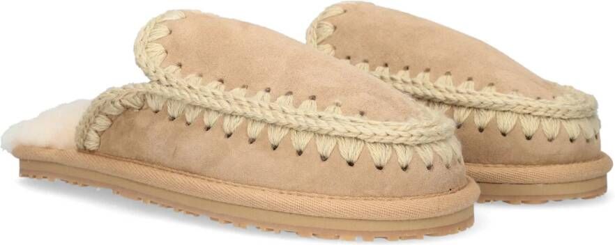 MOU Pantoffels Dames Slipper Full Eskimo Stitch Maat: 40 Materiaal: Suède Kleur: Camel