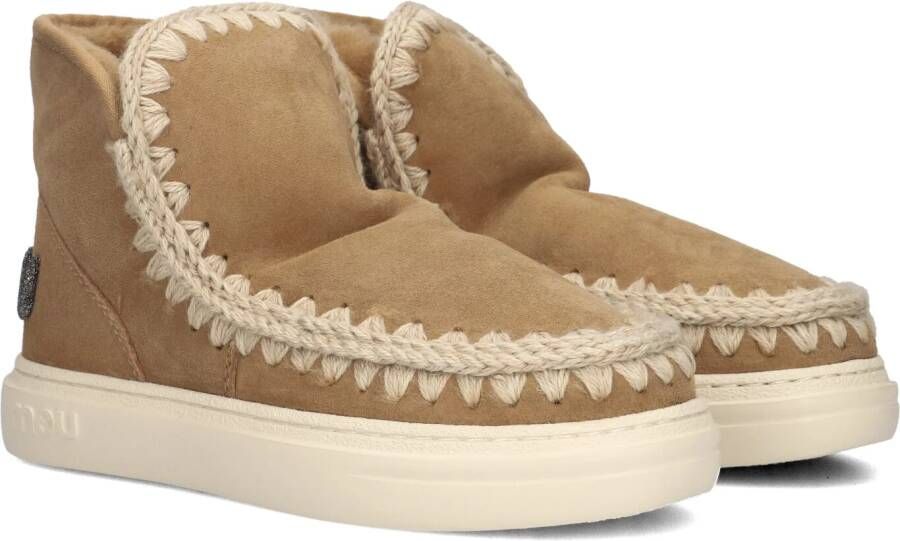 MOU Vachtlaarzen Dames Eskimo Sneaker Bold Glitter Logo Maat: 37 Materiaal: Suède Kleur: Cognac