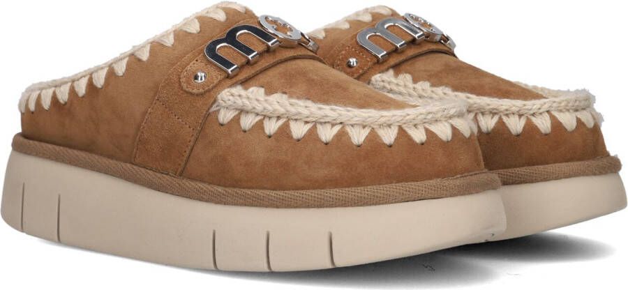 MOU Instappers Dames Bounce Clog Maat: 38 Materiaal: Suède Kleur: Cognac