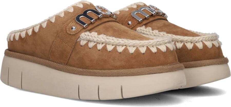 MOU Instappers Dames Bounce Clog Maat: 36 Materiaal: Suède Kleur: Cognac