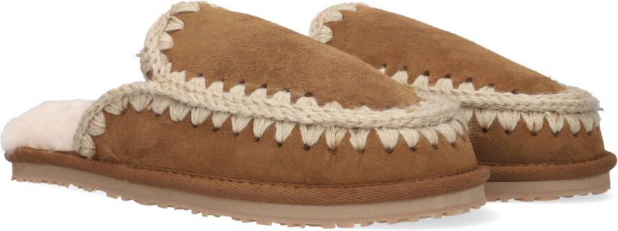 MOU Pantoffels Dames Slipper Full Eskimo Stitch Maat: 36 Materiaal: Suède Kleur: Cognac