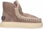 MOU Enkellaarsjes Dames Pantoffels Damesschoenen Suède Eskimo bold glitt Taupe - Thumbnail 1
