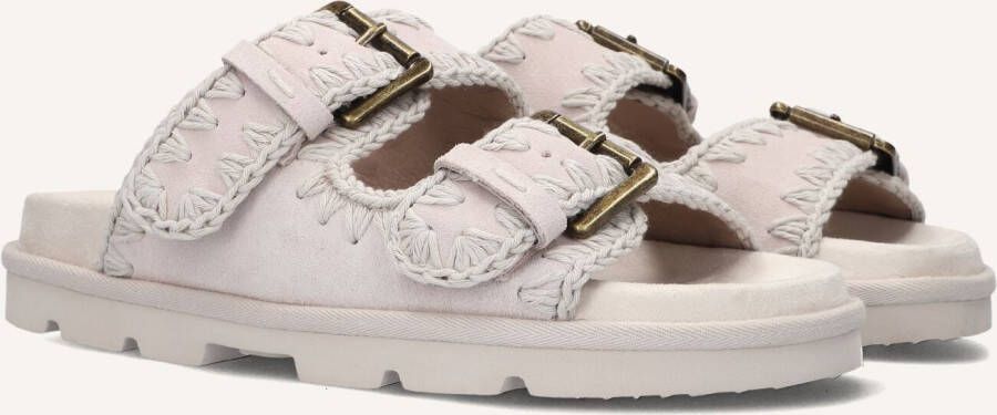 MOU Slippers Dames Low Bio Sandal 2buckles Monoch Maat: 36 Materiaal: Suède Kleur: Grijs