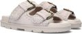 MOU Slippers Dames Low Bio Sandal 2buckles Monoch Suède Grijs - Grijs