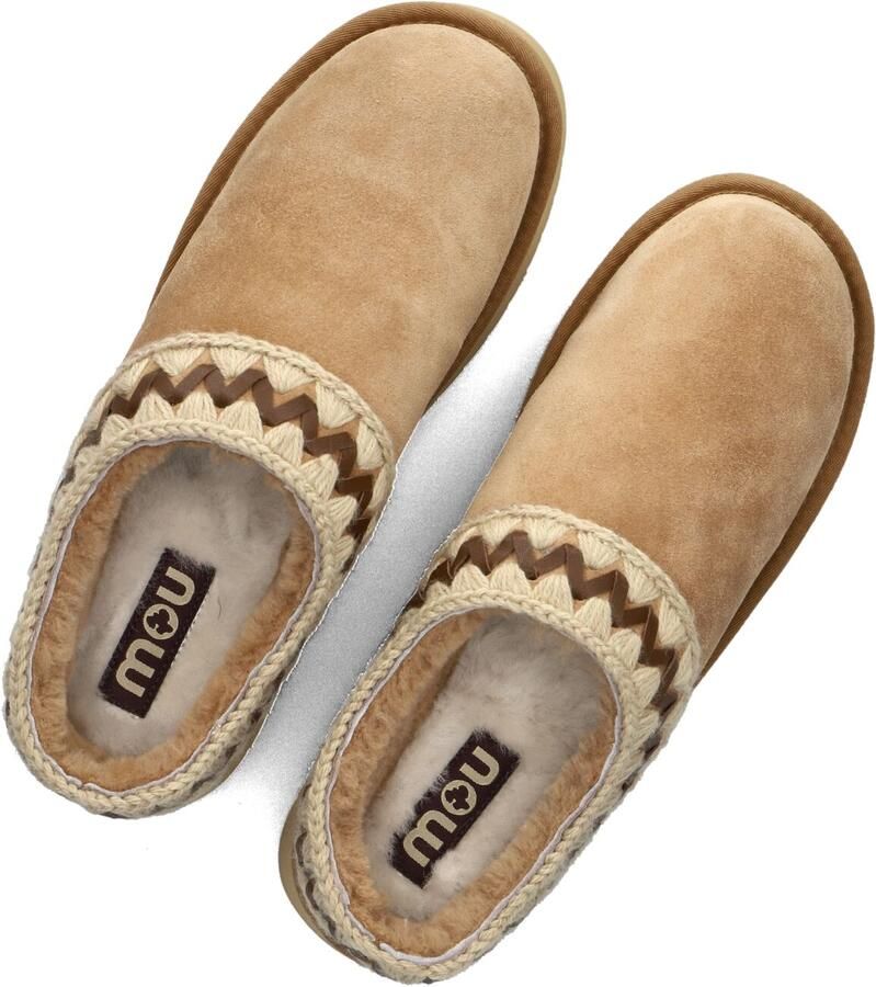 MOU Platform Clog Suede Leather St Pantoffels Dames Sloffen Beige