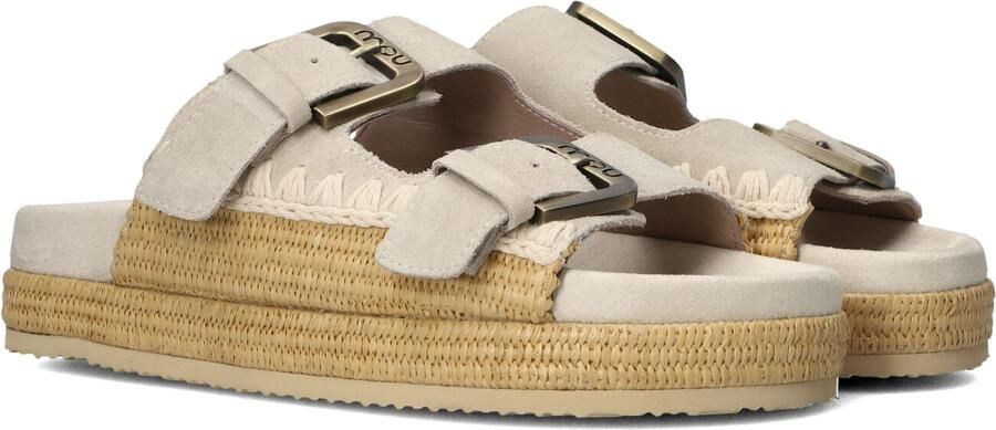 MOU Beige Slippers Two Buckle Sandal Raffia Wrapping