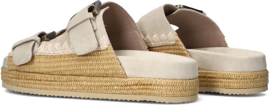 MOU Beige Slippers Two Buckle Sandal Raffia Wrapping - Foto 5