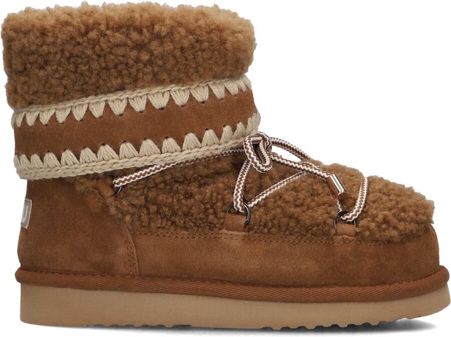 MOU Snowboots Dames Eskimo 18 Curly Sheepskin Suède Bruin